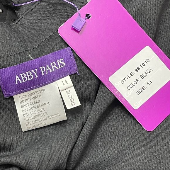 Abby Paris Black sequin studded gown Size 14 NWT - Picture 11 of 14